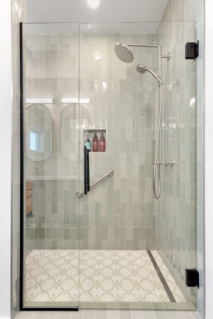 2577 8th Ave W, Seattle WA_0007 Accessible roll-in shower featured in Seattle bathroom renovation.